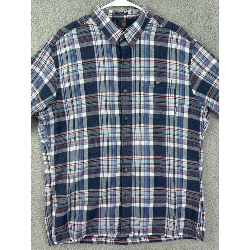 Eddie Bauer Shirt Mens Large Plaid Classic Fit Button Up Seersucker Outdoors